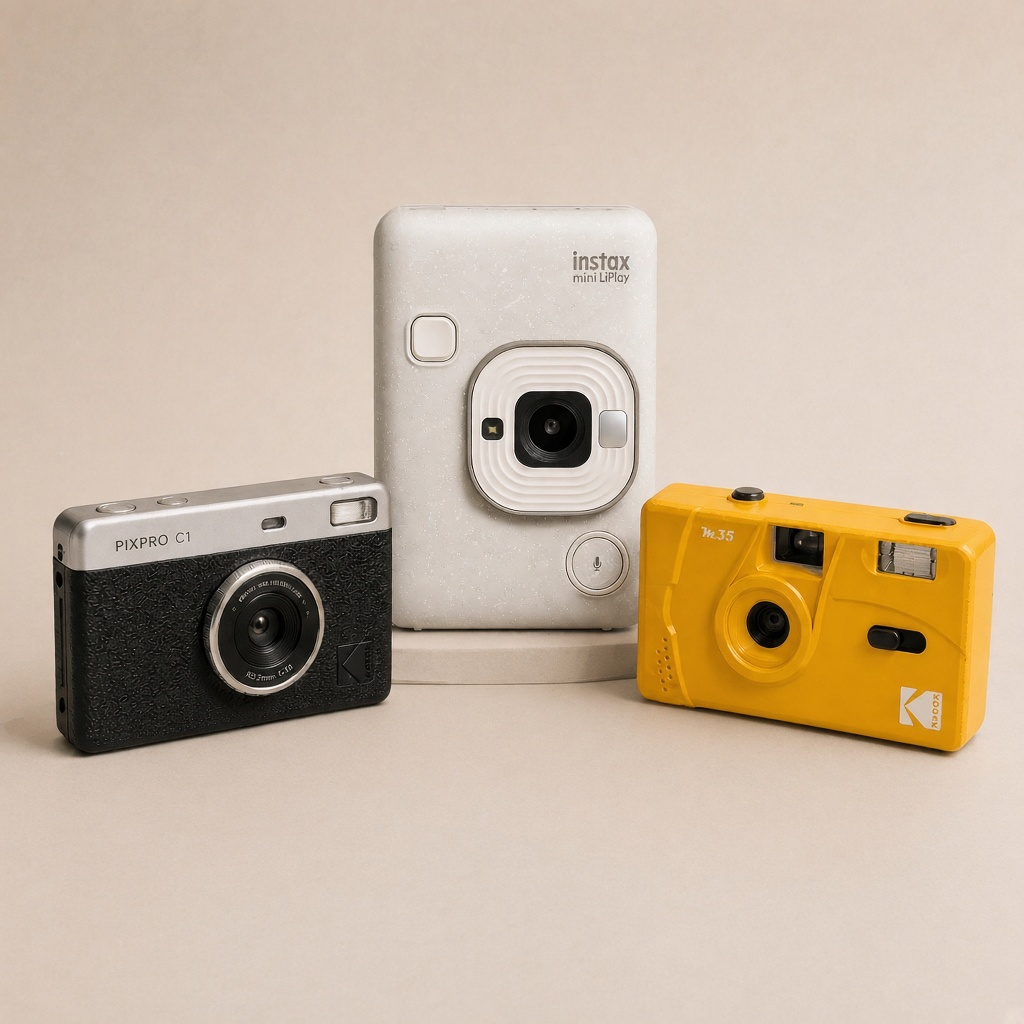 Party Camera Kit — Instax Mini LiPlay, PIXPRO C1 and Kodak M35